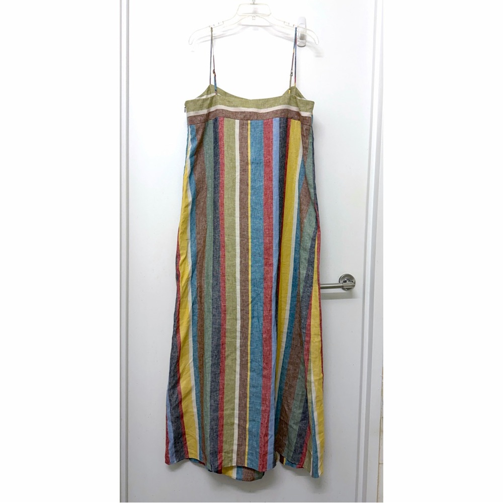 NWT Staud Laura Linen Maxi Dress Market Stripe Colorful Rainbow Sundress XL - Picture 7 of 12